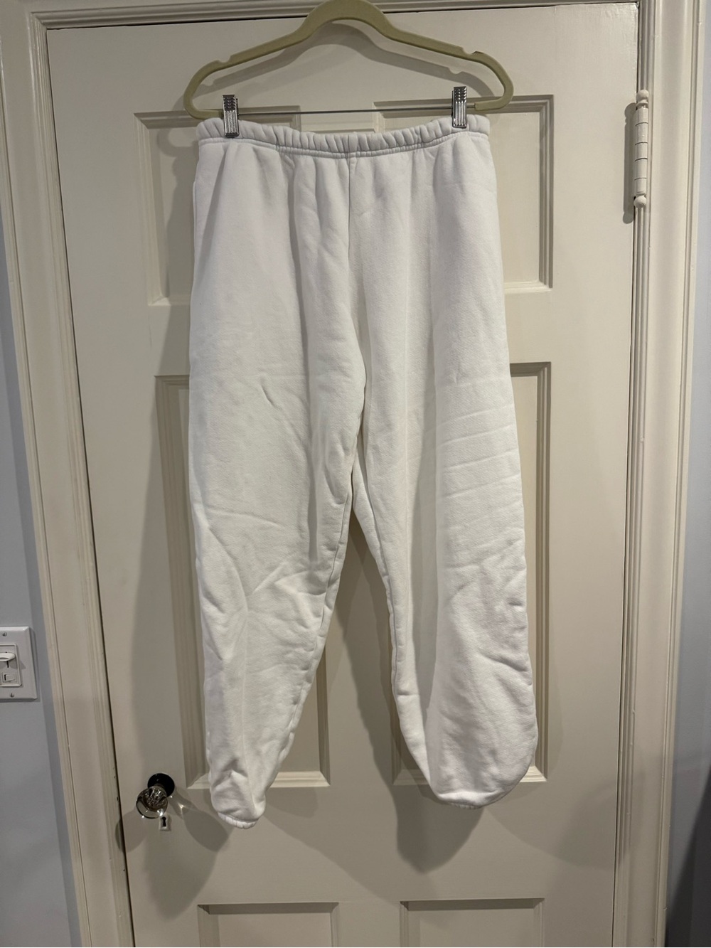 Women's White Fleece Joggers - Soft Casual Track Pants